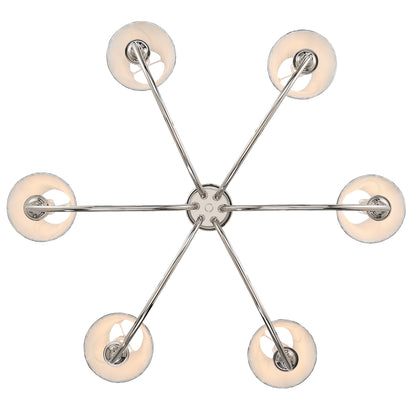 Cambria 6-light Chandelier in Polished Nickel & Blue Poppy Shades - - Golden Lighting