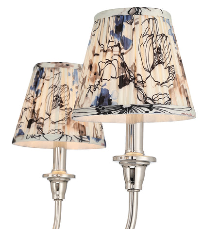 Cambria 6-light Chandelier in Polished Nickel & Blue Poppy Shades - - Golden Lighting