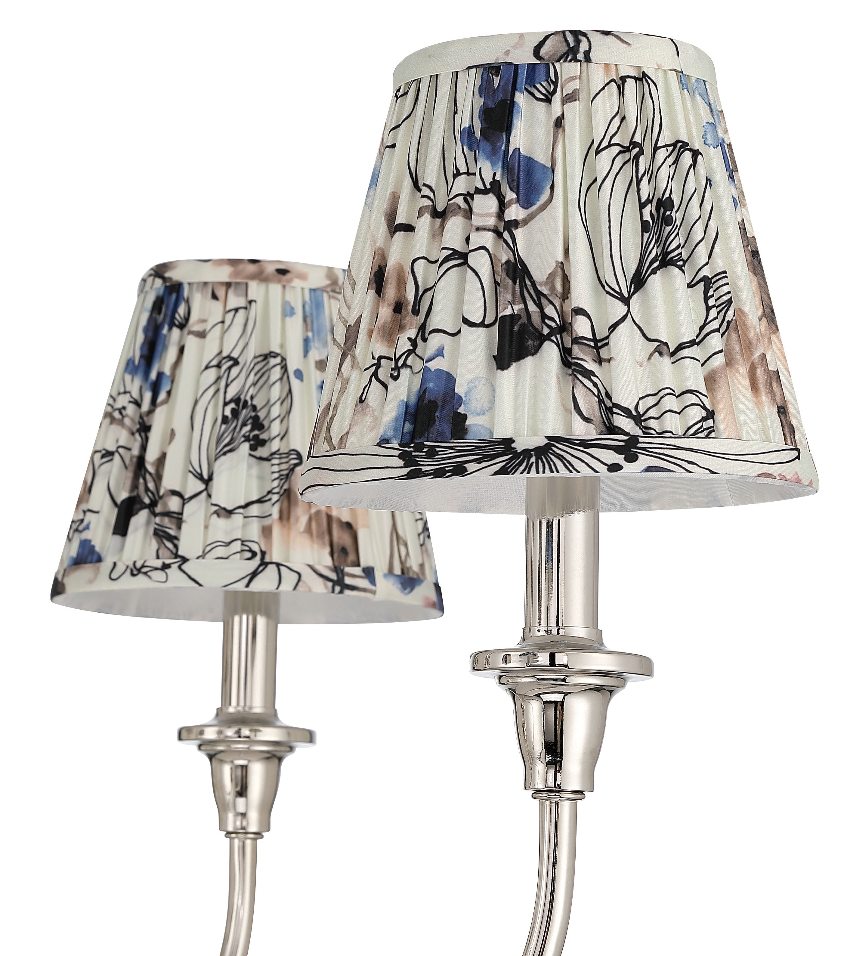 Cambria 6-light Chandelier in Polished Nickel & Blue Poppy Shades - - Golden Lighting