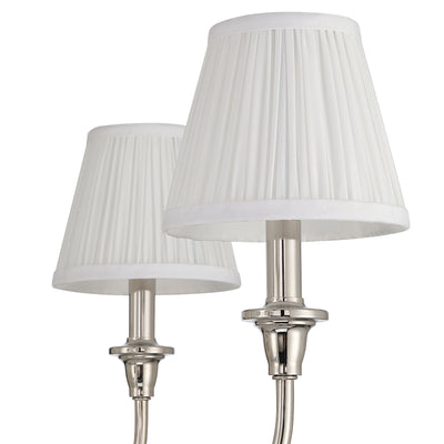 Cambria 6-light Chandelier in Polished Nickel Gathered White Shades, alternate view - Golden Lighting