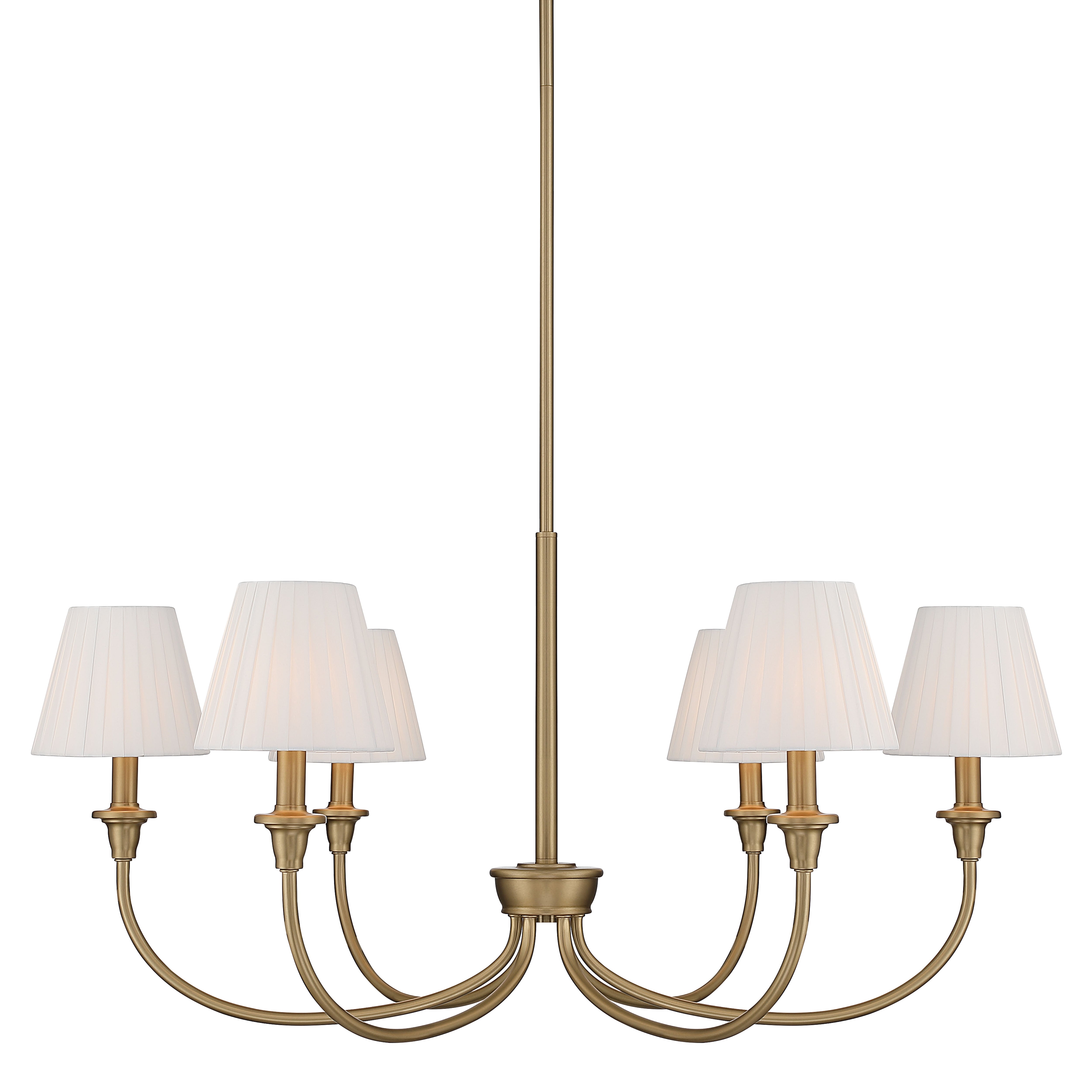 Yep by Golden Lighting Cambria 6-light Chandelier in Brushed Champagne Brass with Empire Pleated White Shade