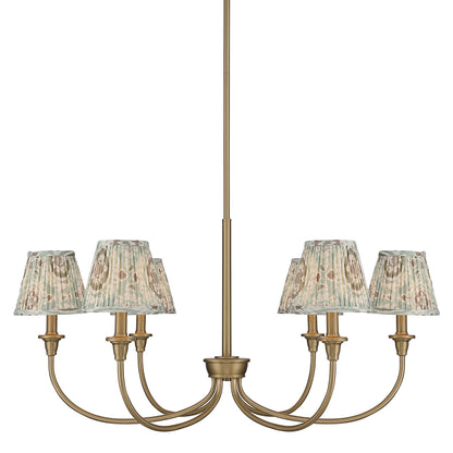 Yep by Golden Lighting Cambria 6-light Chandelier in Brushed Champagne Brass with Hand Gathered Aqua Verde Shade