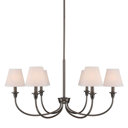 Yep by Golden Lighting Cambria 6-light Chandelier in Oil Rubbed Bronze with Empire Hardback White Shade