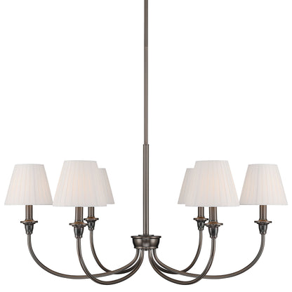 Yep by Golden Lighting Cambria 6-light Chandelier in Oil Rubbed Bronze with Empire Pleated White Shade