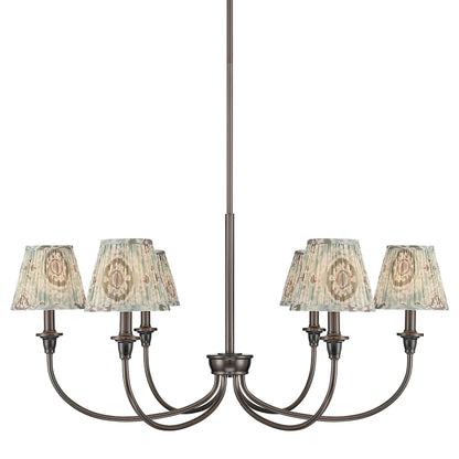 Yep by Golden Lighting Cambria 6-light Chandelier in Oil Rubbed Bronze with Hand Gathered Aqua Verde Shade