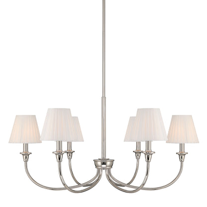 Yep by Golden Lighting Cambria 6-light Chandelier in Polished Nickel with Empire Pleated White Shade