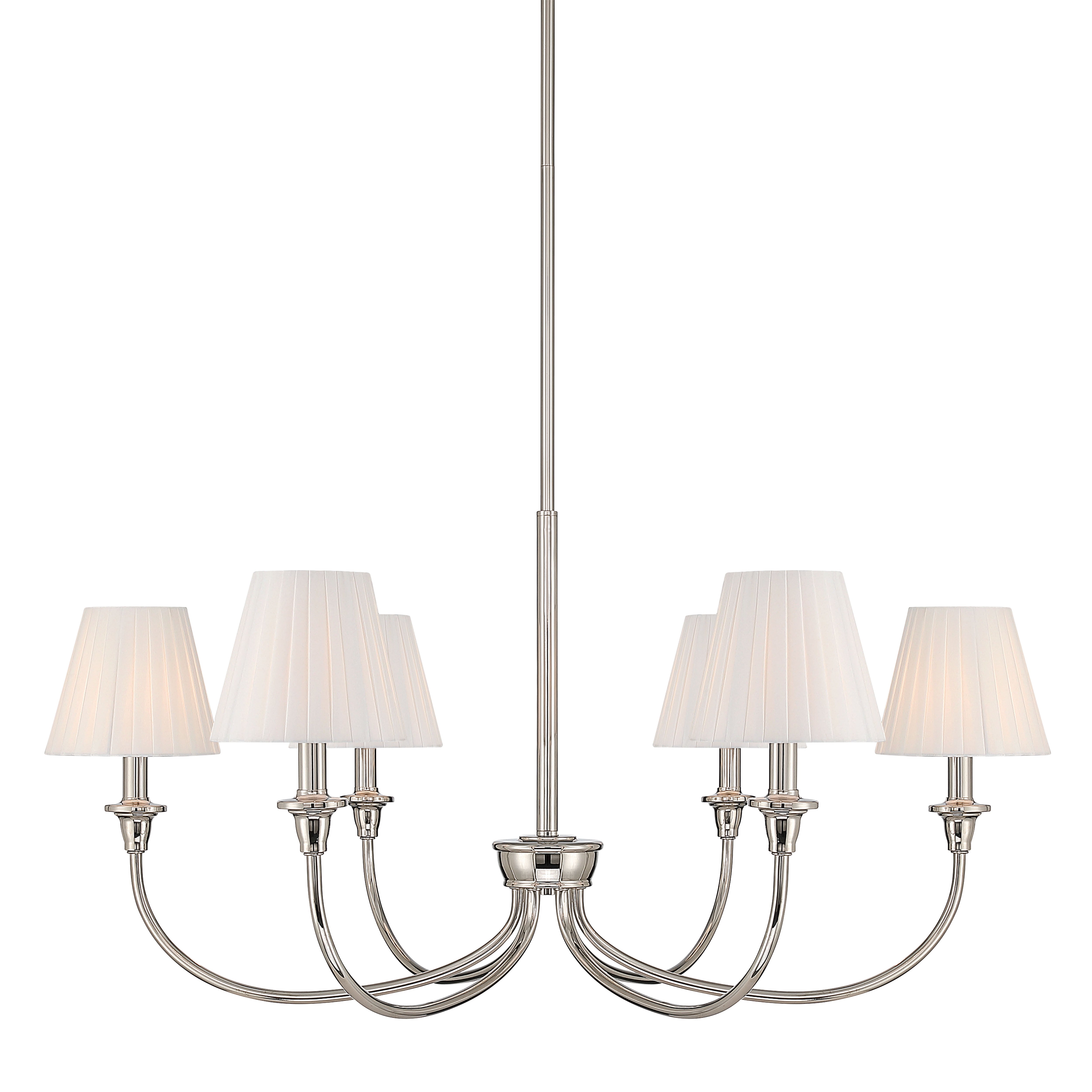 Yep by Golden Lighting Cambria 6-light Chandelier in Polished Nickel with Empire Pleated White Shade