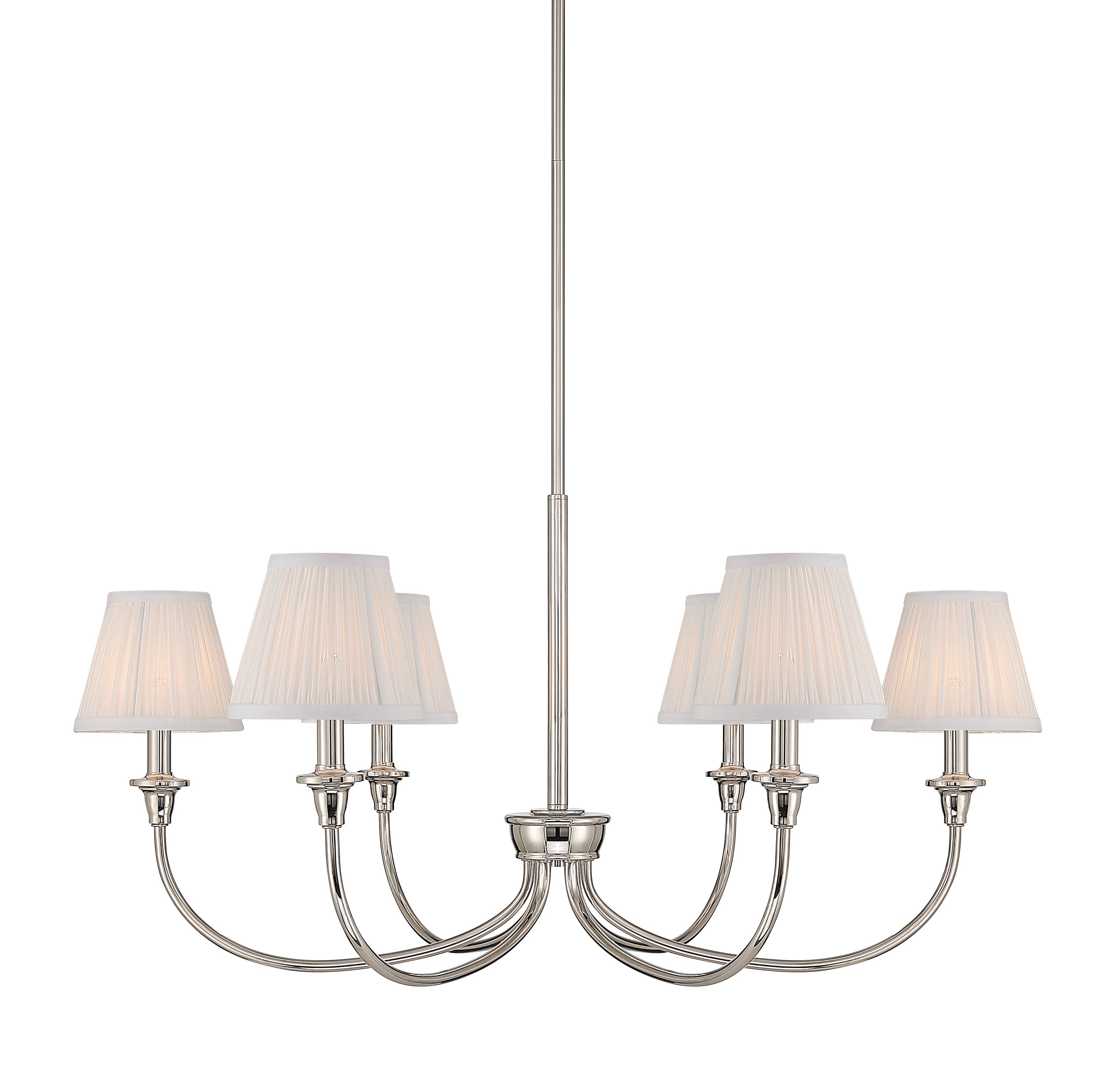 Yep by Golden Lighting Cambria 6-light Chandelier in Polished Nickel with Hand Gathered WhiteShade
