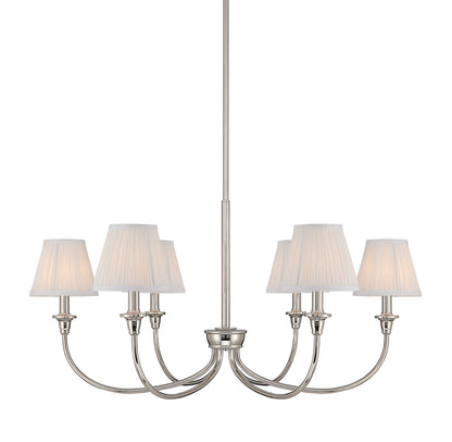 Yep by Golden Lighting Cambria 6-light Chandelier in Polished Nickel with Hand Gathered WhiteShade