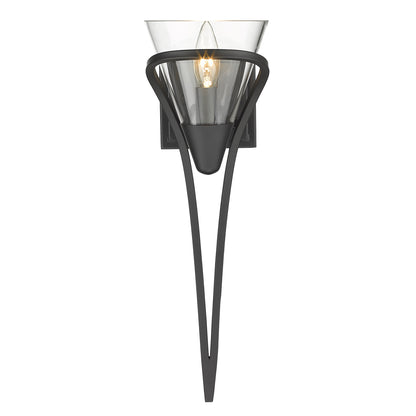 Olympia 1 Light Wall Sconce in Matte Black with Clear Glass Shade - Matte Black / Clear Glass / Clear - Golden Lighting