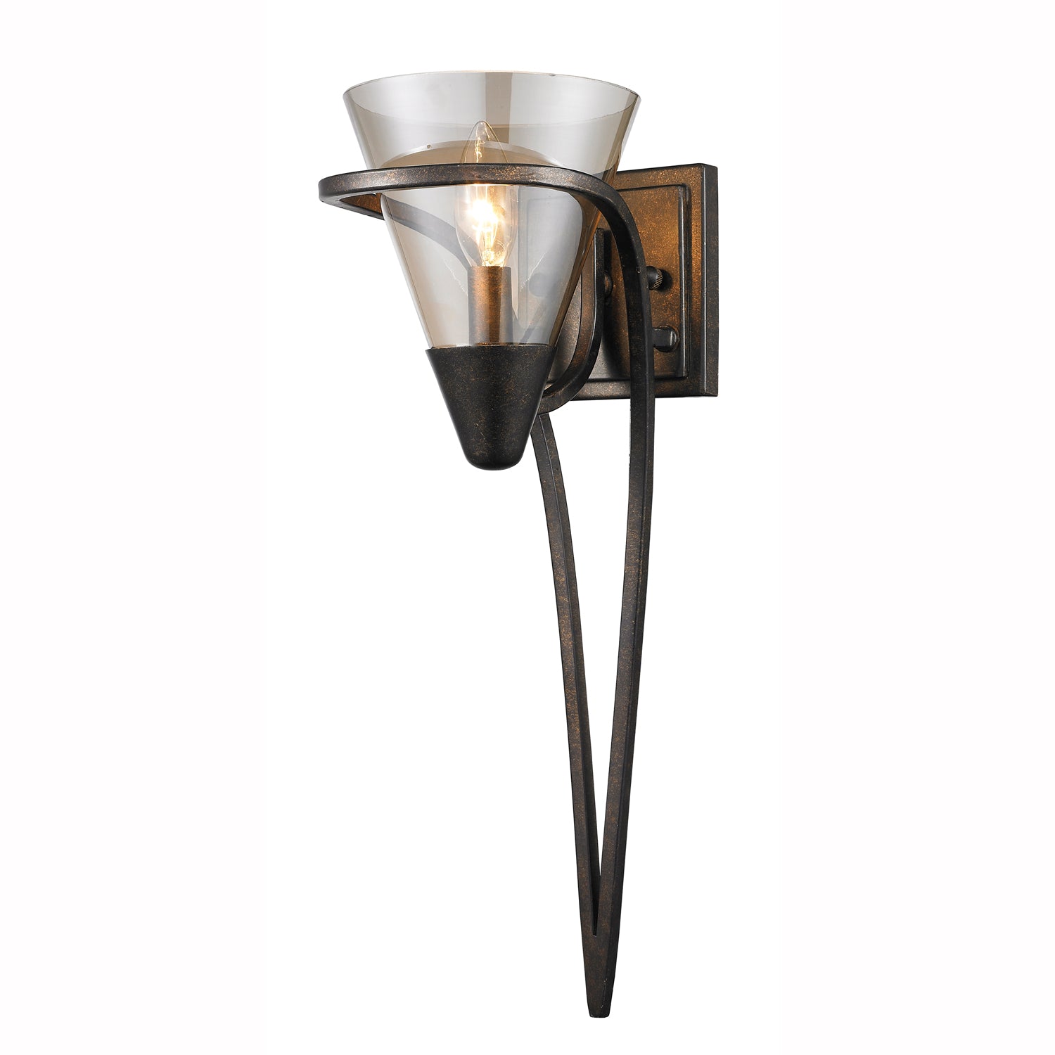 Olympia 1 Light Wall Sconce in Burnt Sienna with Baltic Amber Glass - - Golden Lighting