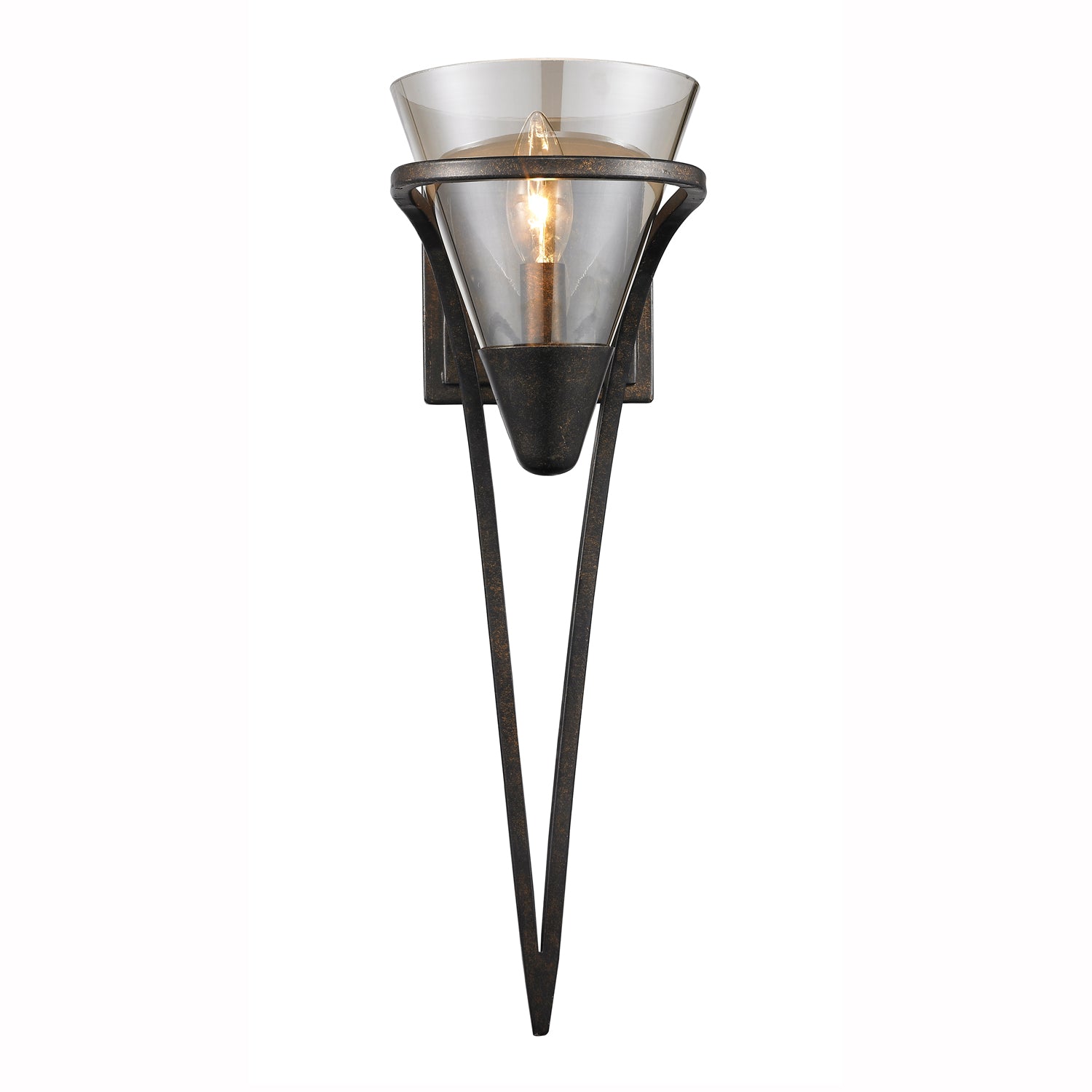 Olympia 1 Light Wall Sconce in Burnt Sienna with Baltic Amber Glass - Burnt Sienna / Baltic Amber Glass / Beige - Golden Lighting