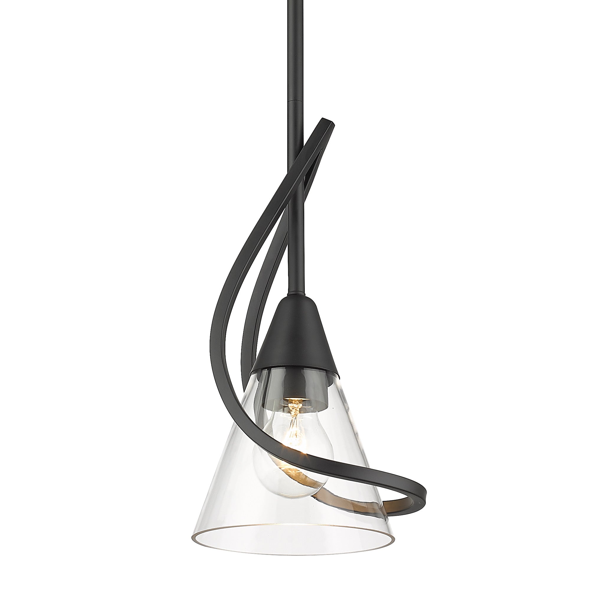 Olympia Mini Pendant in Matte Black with Clear Glass Shade - - Golden Lighting