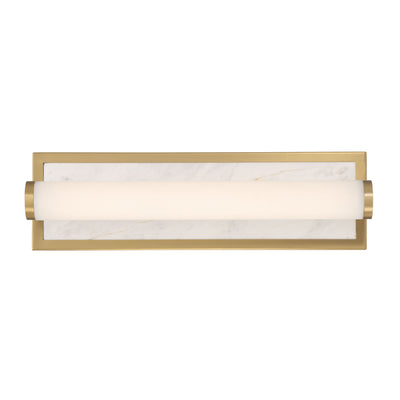 Stratum Integrated LED 18in Vanity in Brushed Champagne Brass with Jazz White Marble - - Golden Lighting