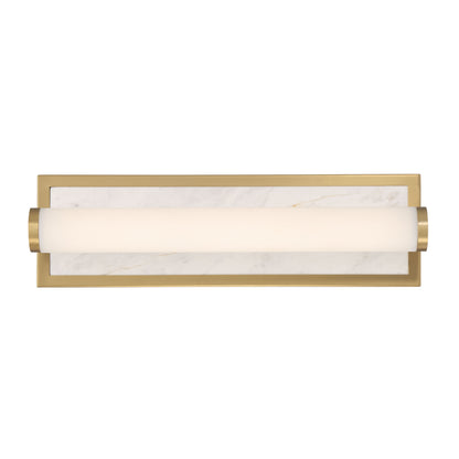 Stratum Integrated LED 18in Vanity in Brushed Champagne Brass with Jazz White Marble - - Golden Lighting
