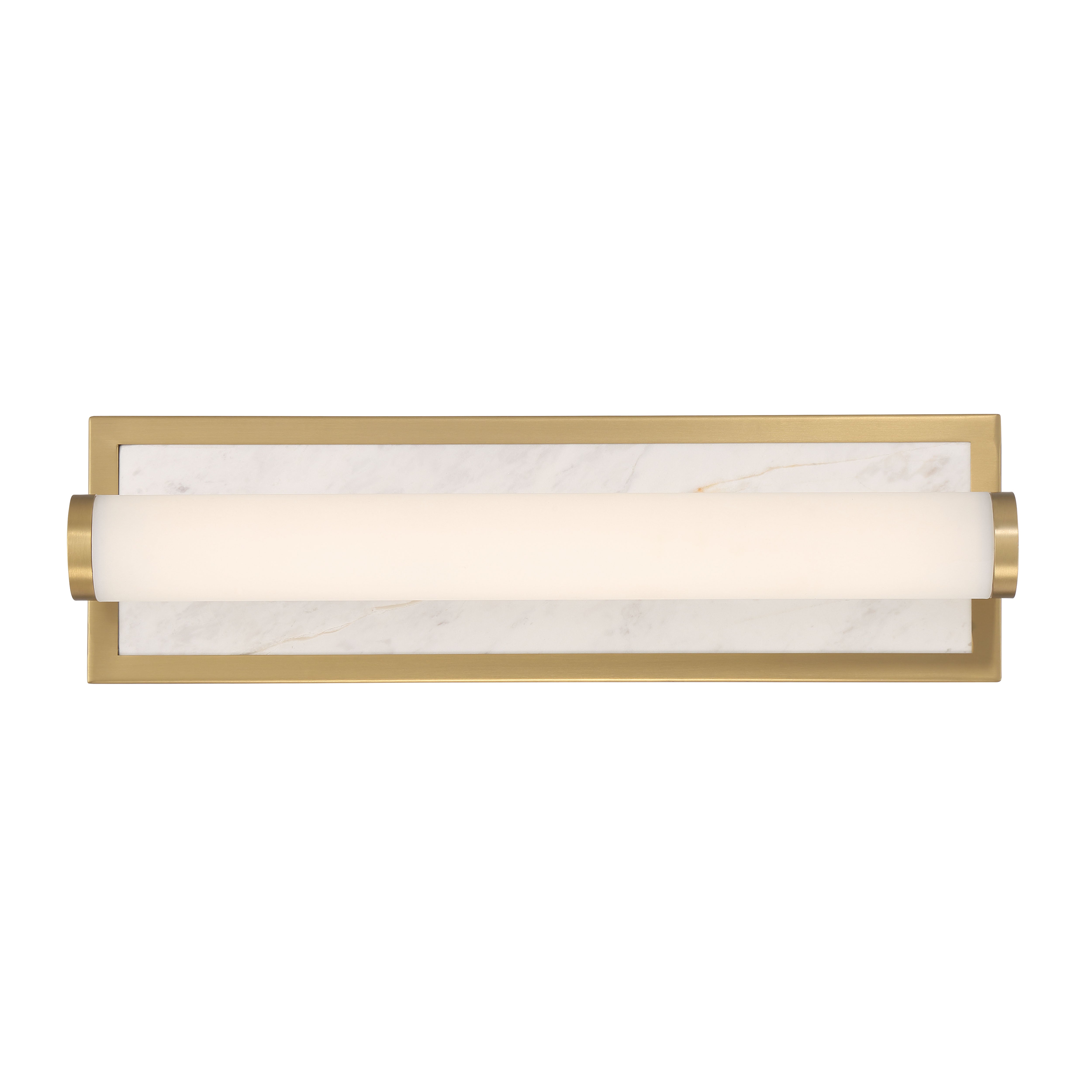 Stratum Integrated LED 18in Vanity in Brushed Champagne Brass with Jazz White Marble - - Golden Lighting