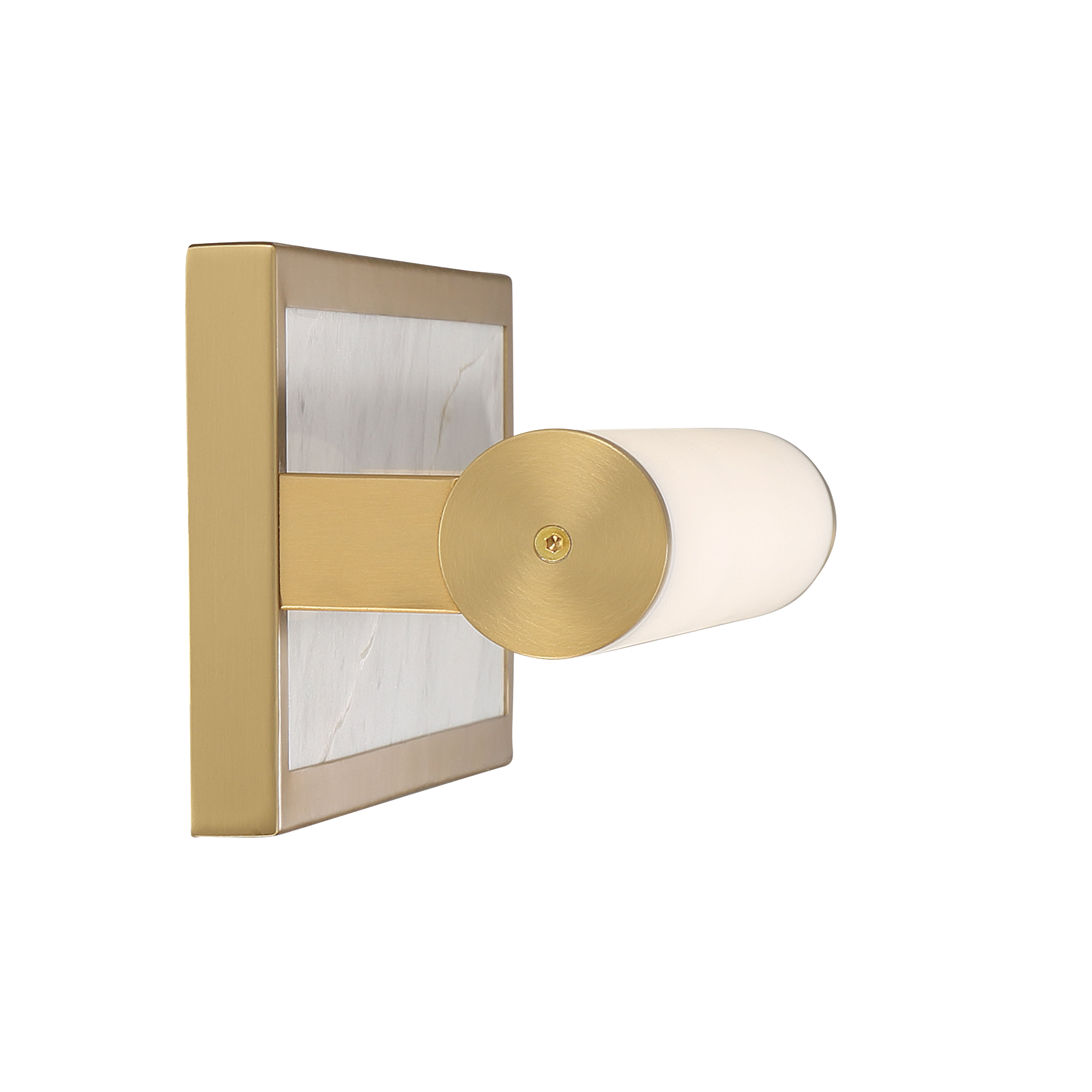 Stratum Integrated LED 18in Vanity in Brushed Champagne Brass with Jazz White Marble - - Golden Lighting