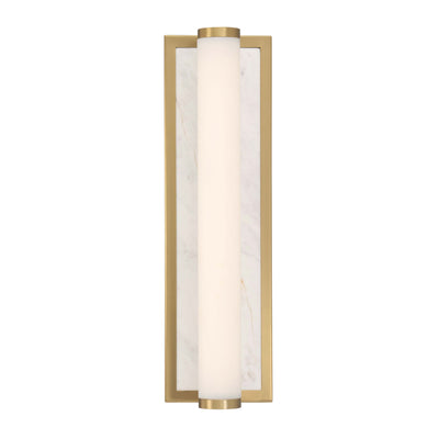 Stratum Integrated LED 18in Vanity in Brushed Champagne Brass with Jazz White Marble - - Golden Lighting