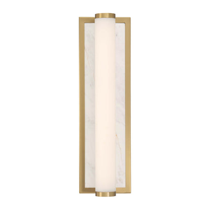 Stratum Integrated LED 18in Vanity in Brushed Champagne Brass with Jazz White Marble - - Golden Lighting