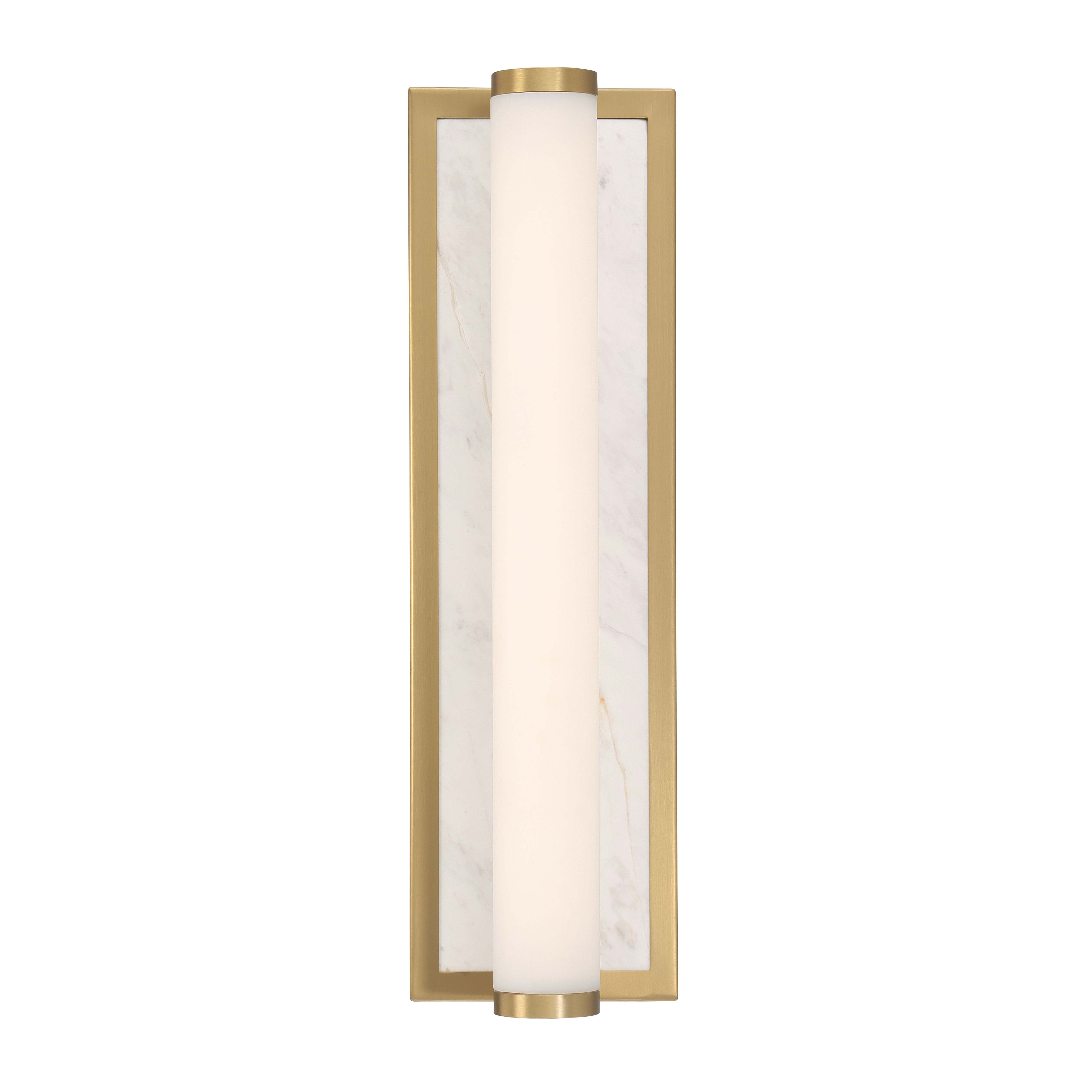 Stratum Integrated LED 18in Vanity in Brushed Champagne Brass with Jazz White Marble - - Golden Lighting