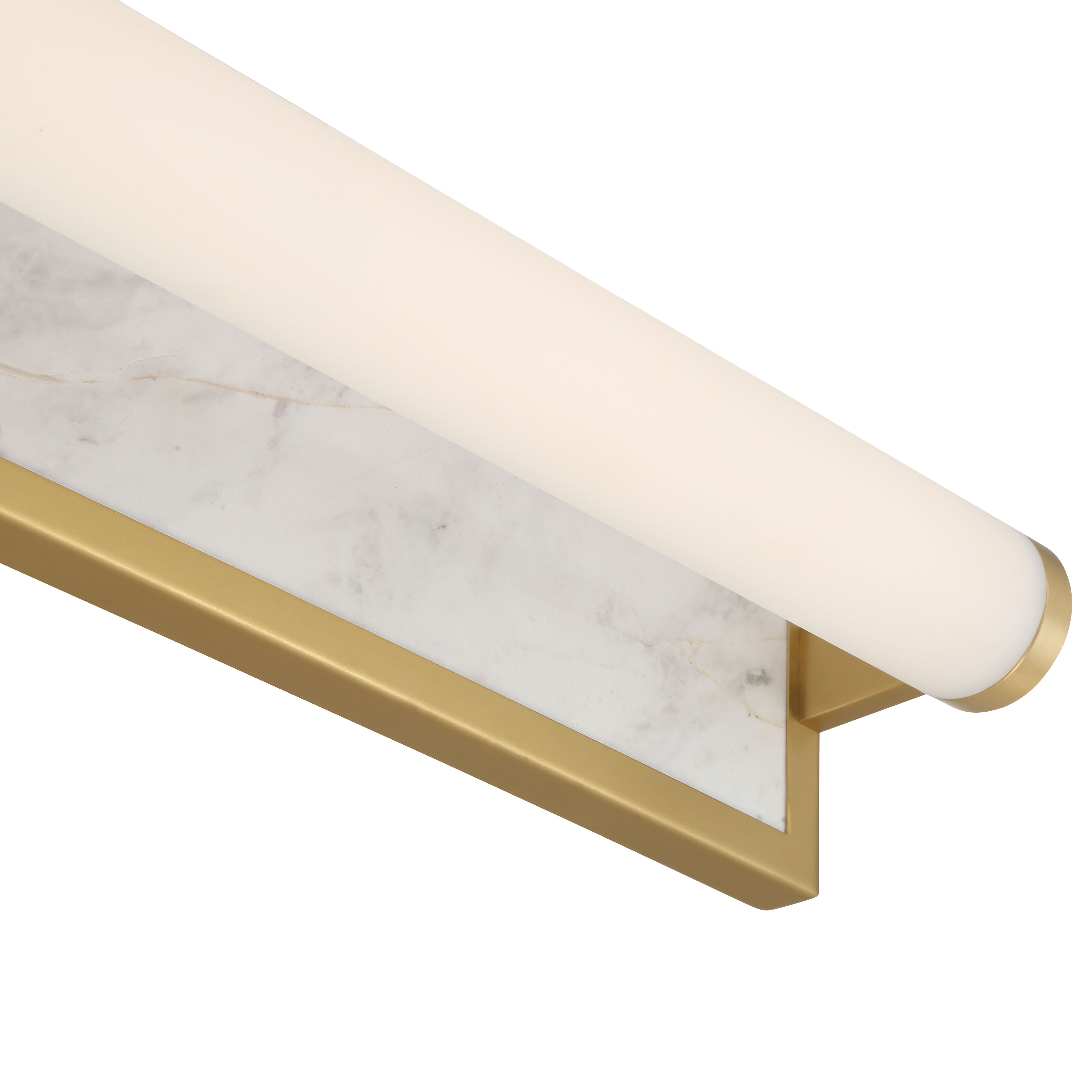 Stratum Integrated LED 18in Vanity in Brushed Champagne Brass with Jazz White Marble - - Golden Lighting