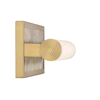 Stratum Integrated LED 18in Vanity in Brushed Champagne Brass with Moon Rock Slate - - Golden Lighting