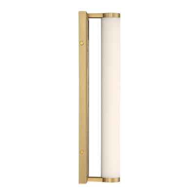Stratum Integrated LED 18in Vanity in Brushed Champagne Brass with Moon Rock Slate - - Golden Lighting