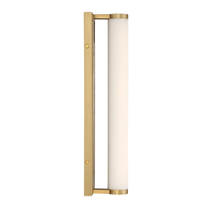 Stratum Integrated LED 18in Vanity in Brushed Champagne Brass with Moon Rock Slate - - Golden Lighting