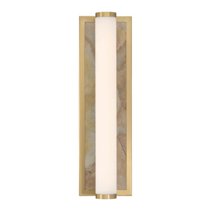 Stratum Integrated LED 18in Vanity in Brushed Champagne Brass with Moon Rock Slate - - Golden Lighting