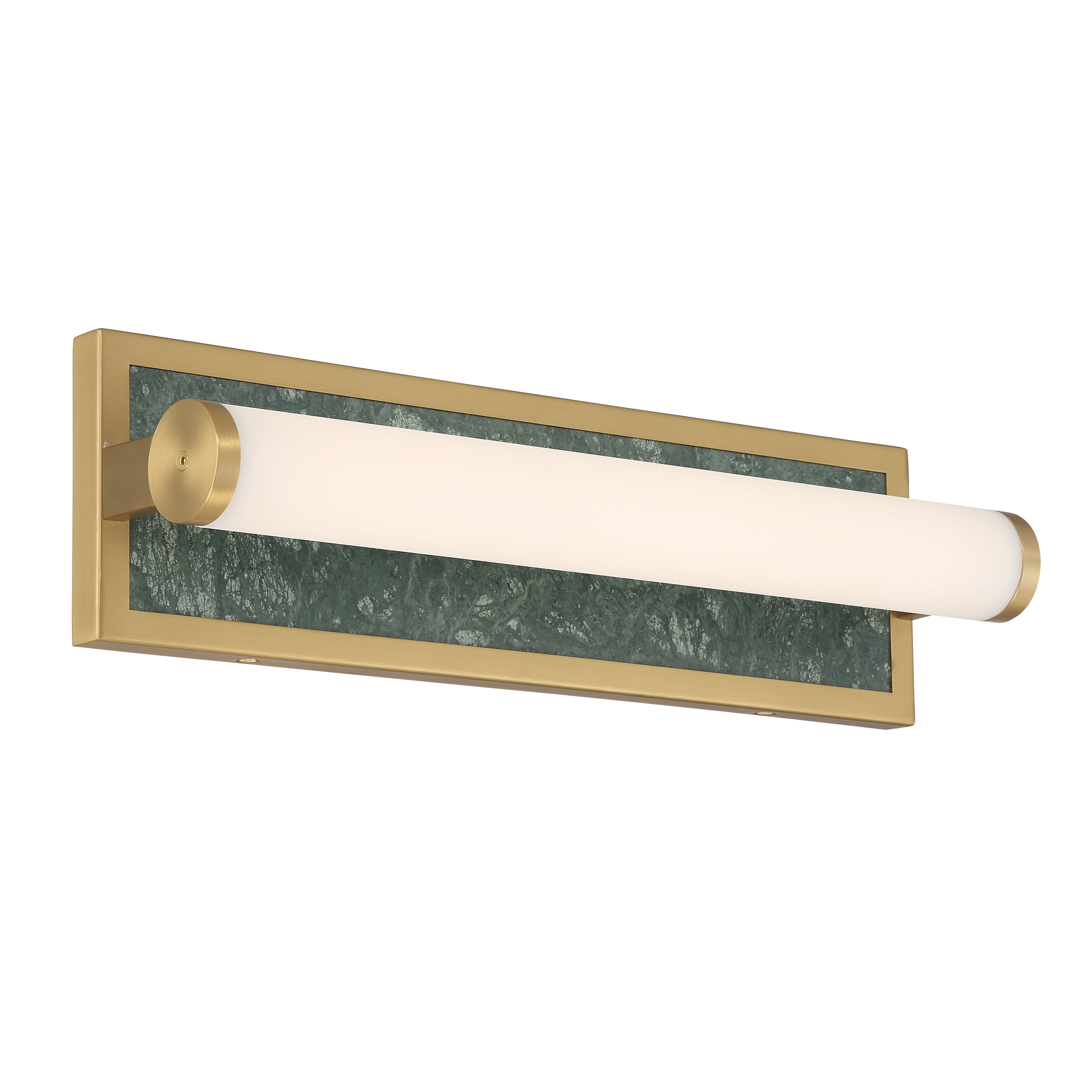 Stratum Integrated LED 18in Vanity in Brushed Champagne Brass with Persian Green Marble - - Golden Lighting