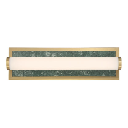 Stratum Integrated LED 18in Vanity in Brushed Champagne Brass with Persian Green Marble - - Golden Lighting