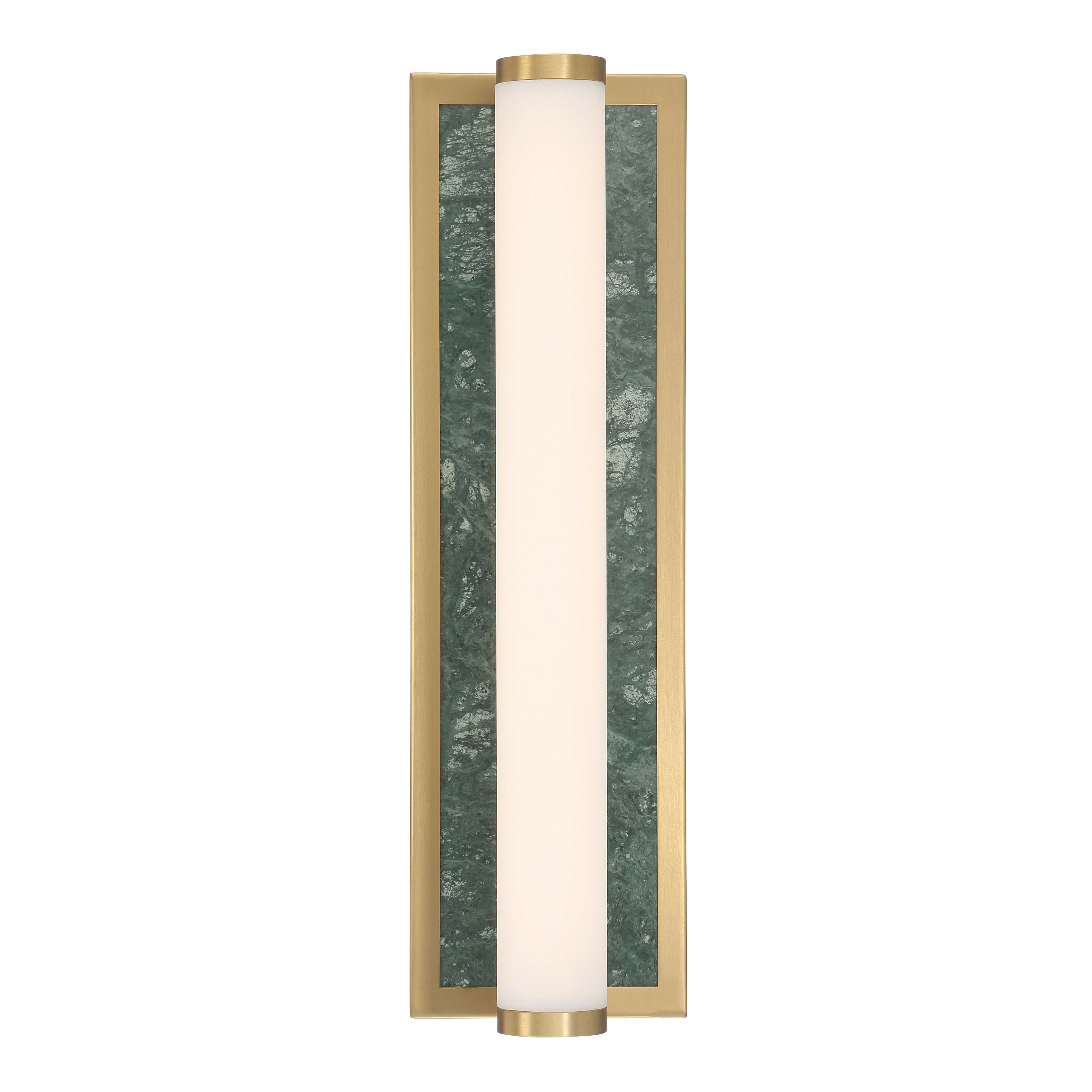 Stratum Integrated LED 18in Vanity in Brushed Champagne Brass with Persian Green Marble - - Golden Lighting