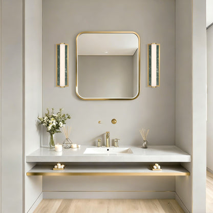 Stratum Integrated LED 18in Vanity in Brushed Champagne Brass with Persian Green Marble - - Golden Lighting