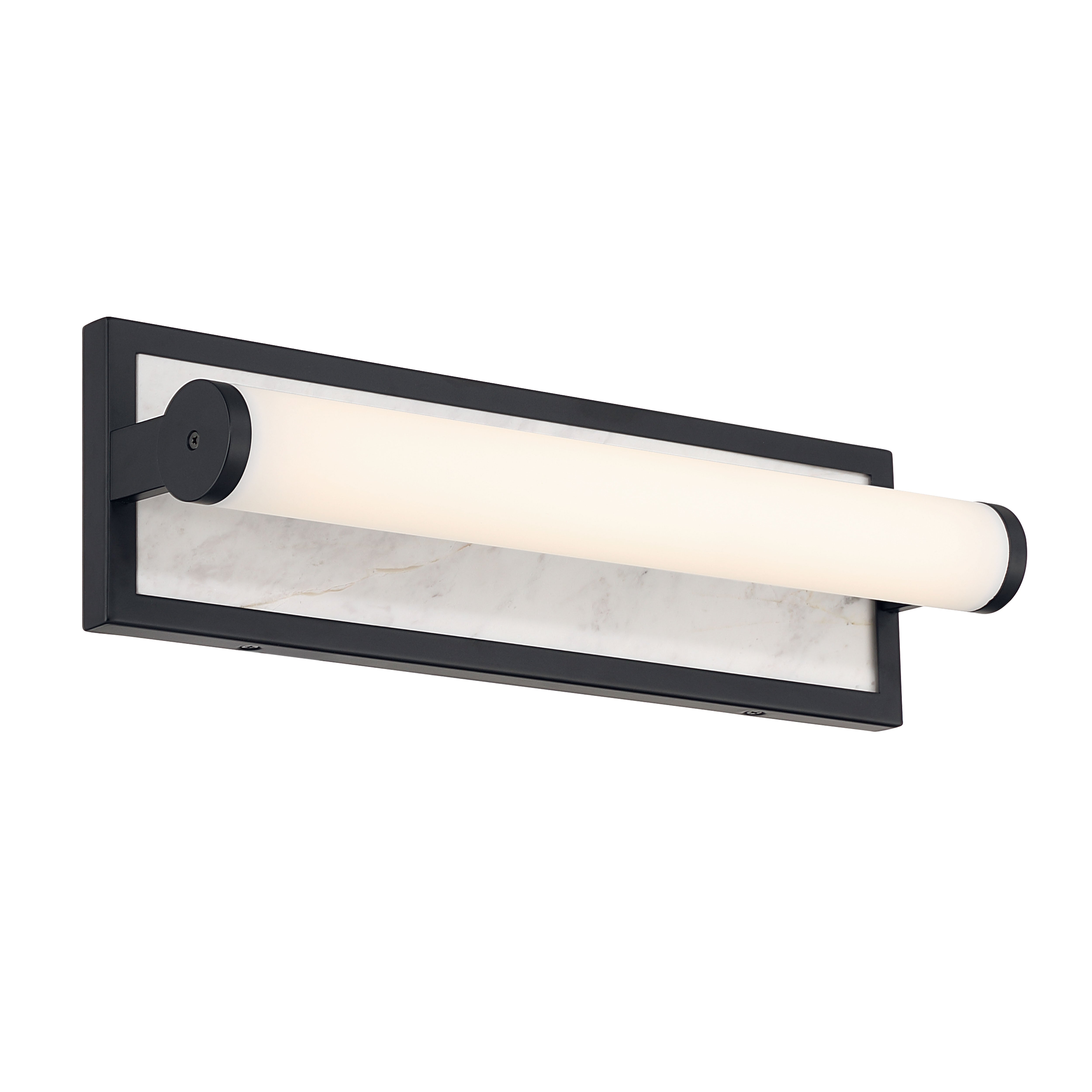 Stratum Integrated LED 18in Vanity in Matte Black with Jazz White Marble - - Golden Lighting