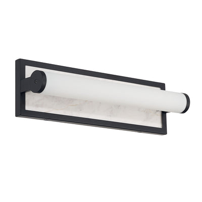 Stratum Integrated LED 18in Vanity in Matte Black with Jazz White Marble - - Golden Lighting