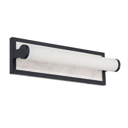 Stratum Integrated LED 18in Vanity in Matte Black with Jazz White Marble - - Golden Lighting