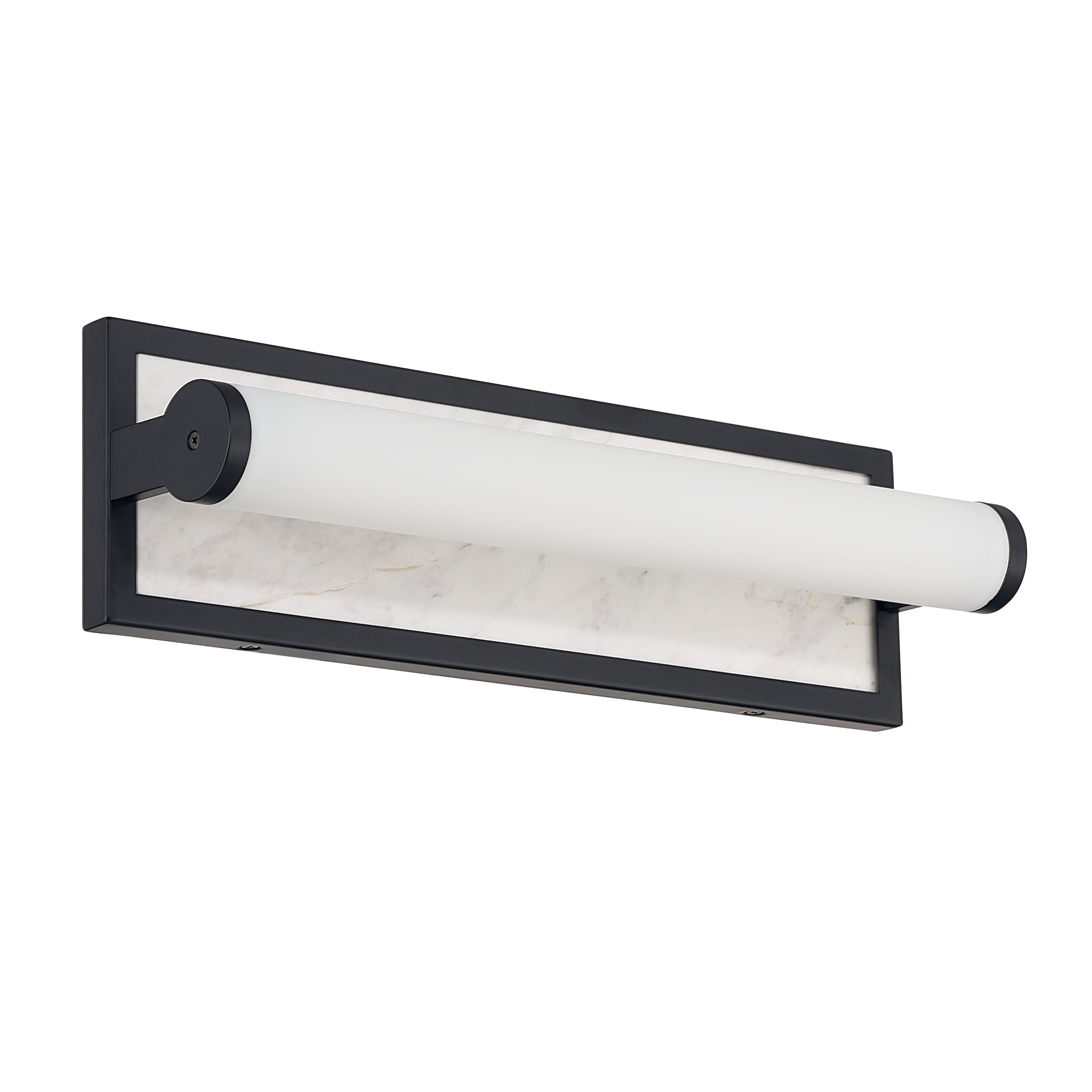 Stratum Integrated LED 18in Vanity in Matte Black with Jazz White Marble - - Golden Lighting