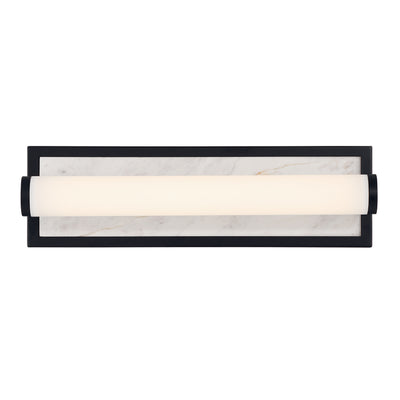 Stratum Integrated LED 18in Vanity in Matte Black with Jazz White Marble - - Golden Lighting