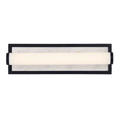 Stratum Integrated LED 18in Vanity in Matte Black with Jazz White Marble - - Golden Lighting