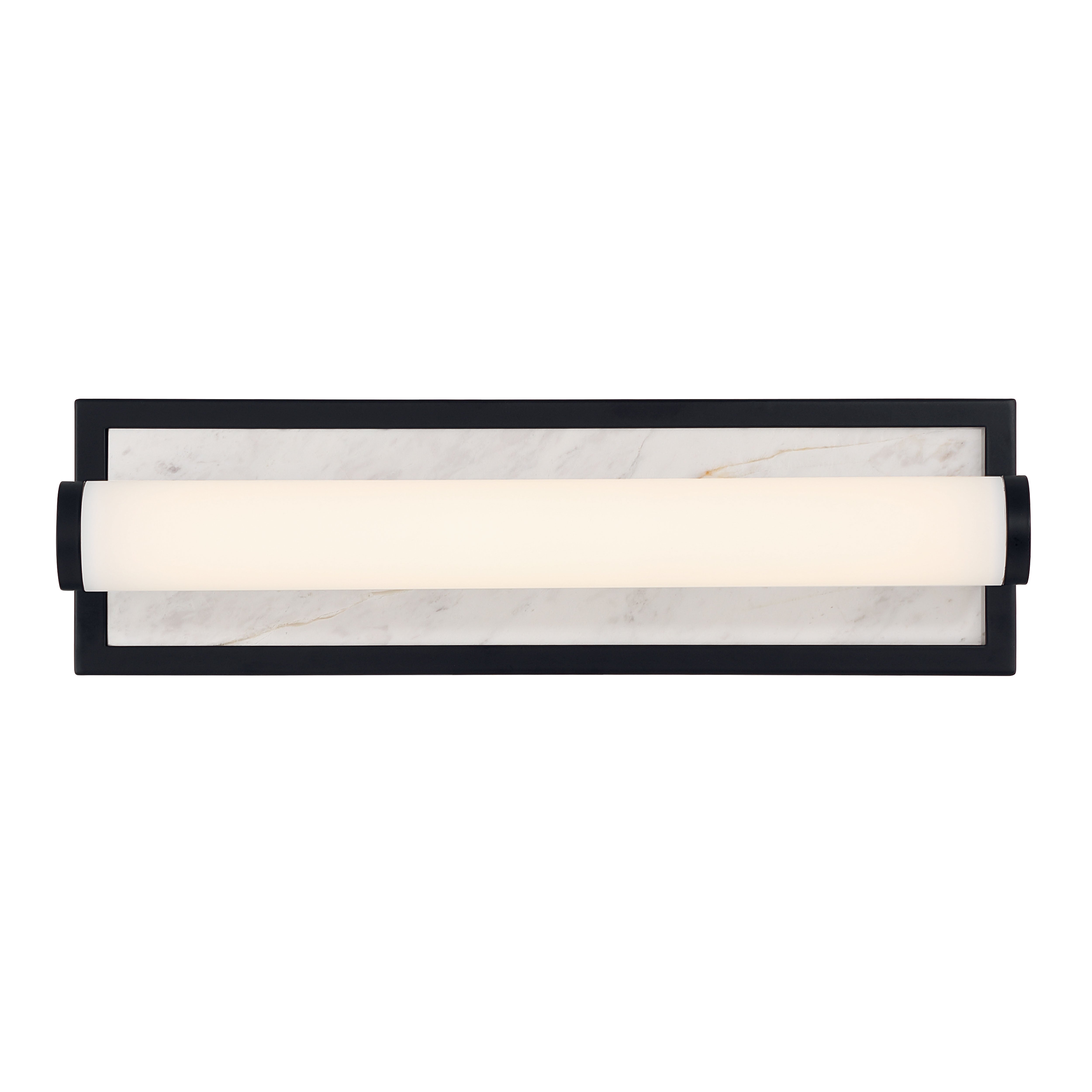 Stratum Integrated LED 18in Vanity in Matte Black with Jazz White Marble - - Golden Lighting