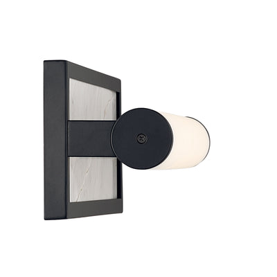 Stratum Integrated LED 18in Vanity in Matte Black with Jazz White Marble - - Golden Lighting