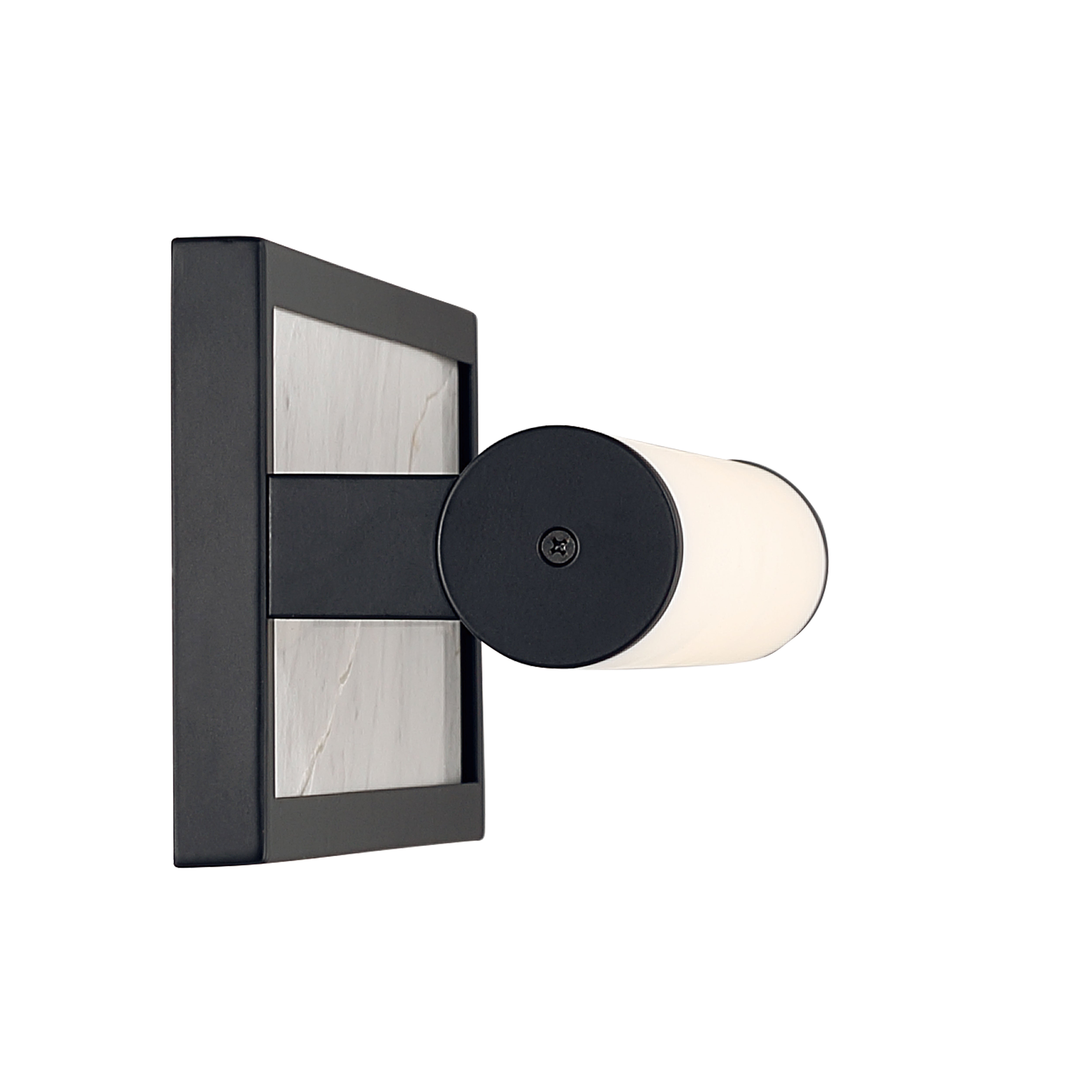 Stratum Integrated LED 18in Vanity in Matte Black with Jazz White Marble - - Golden Lighting