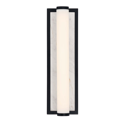 Stratum Integrated LED 18in Vanity in Matte Black with Jazz White Marble - - Golden Lighting