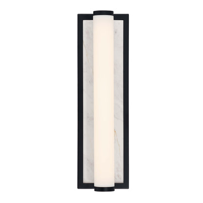Stratum Integrated LED 18in Vanity in Matte Black with Jazz White Marble - - Golden Lighting