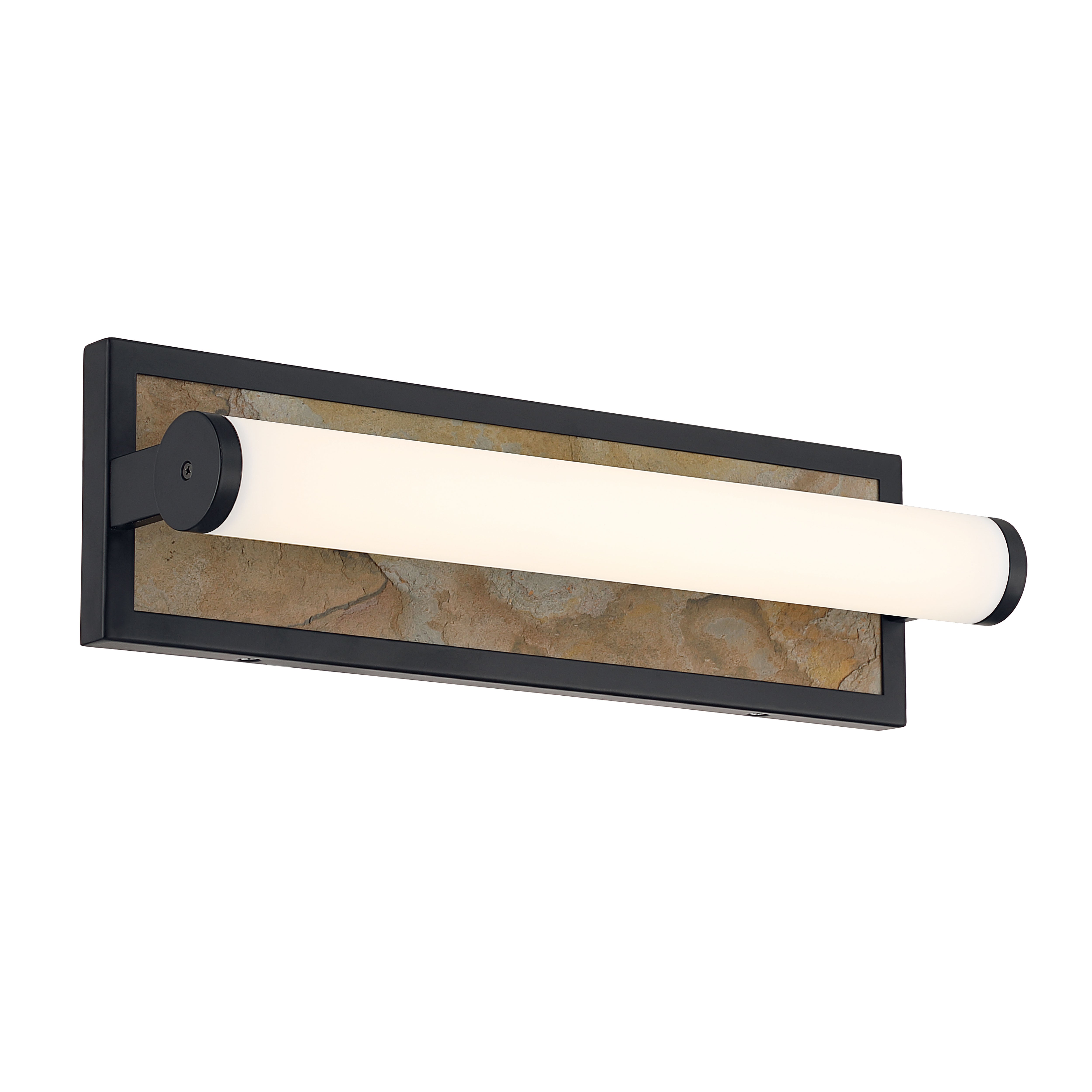Stratum Integrated LED 18in Vanity in Matte Black with Moon Rock Slate - - Golden Lighting