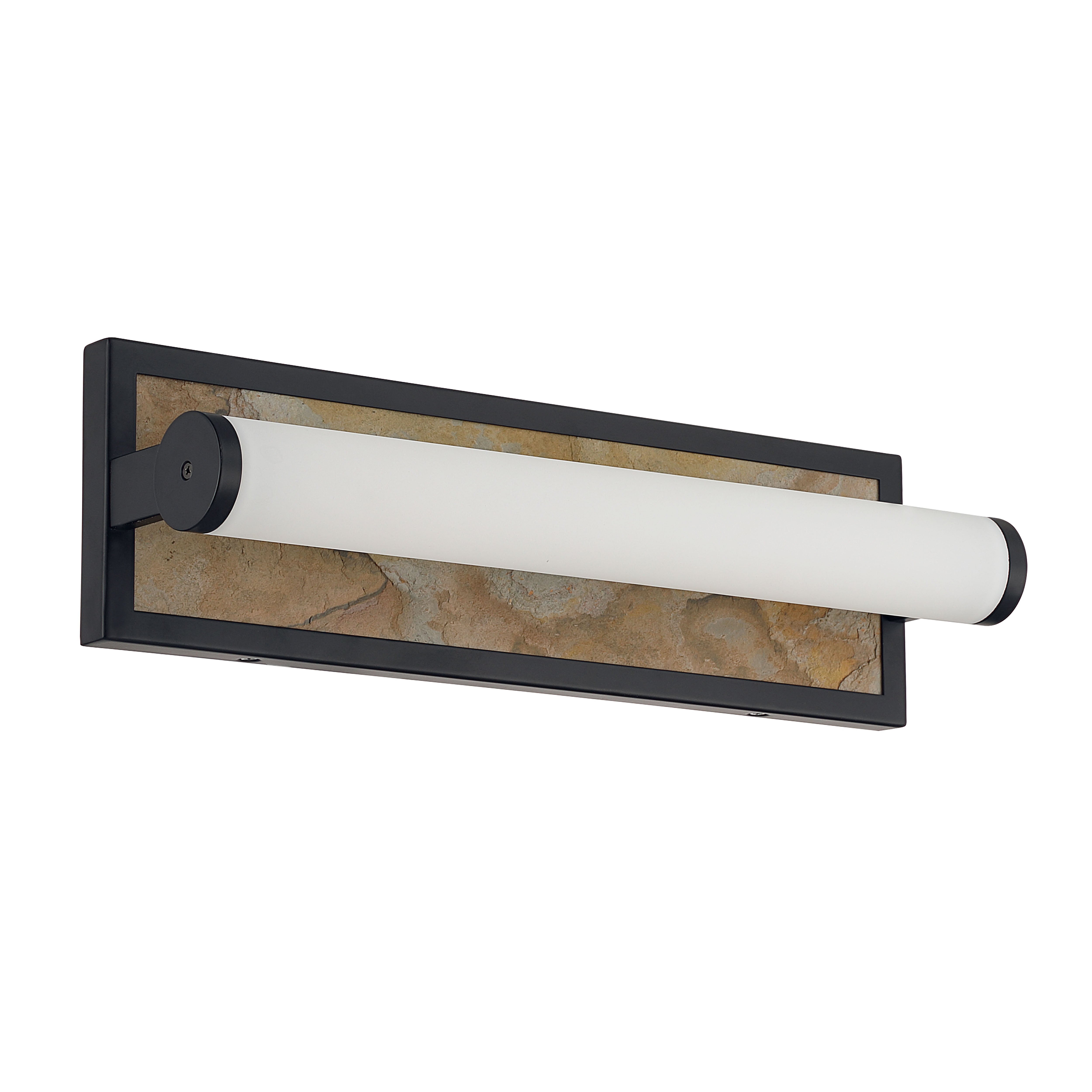 Stratum Integrated LED 18in Vanity in Matte Black with Moon Rock Slate - - Golden Lighting