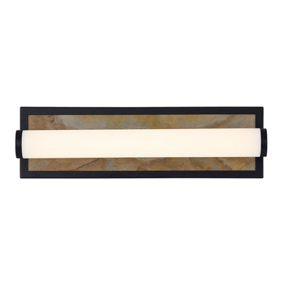 Stratum Integrated LED 18in Vanity in Matte Black with Moon Rock Slate - - Golden Lighting
