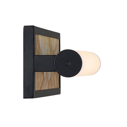 Stratum Integrated LED 18in Vanity in Matte Black with Moon Rock Slate - - Golden Lighting