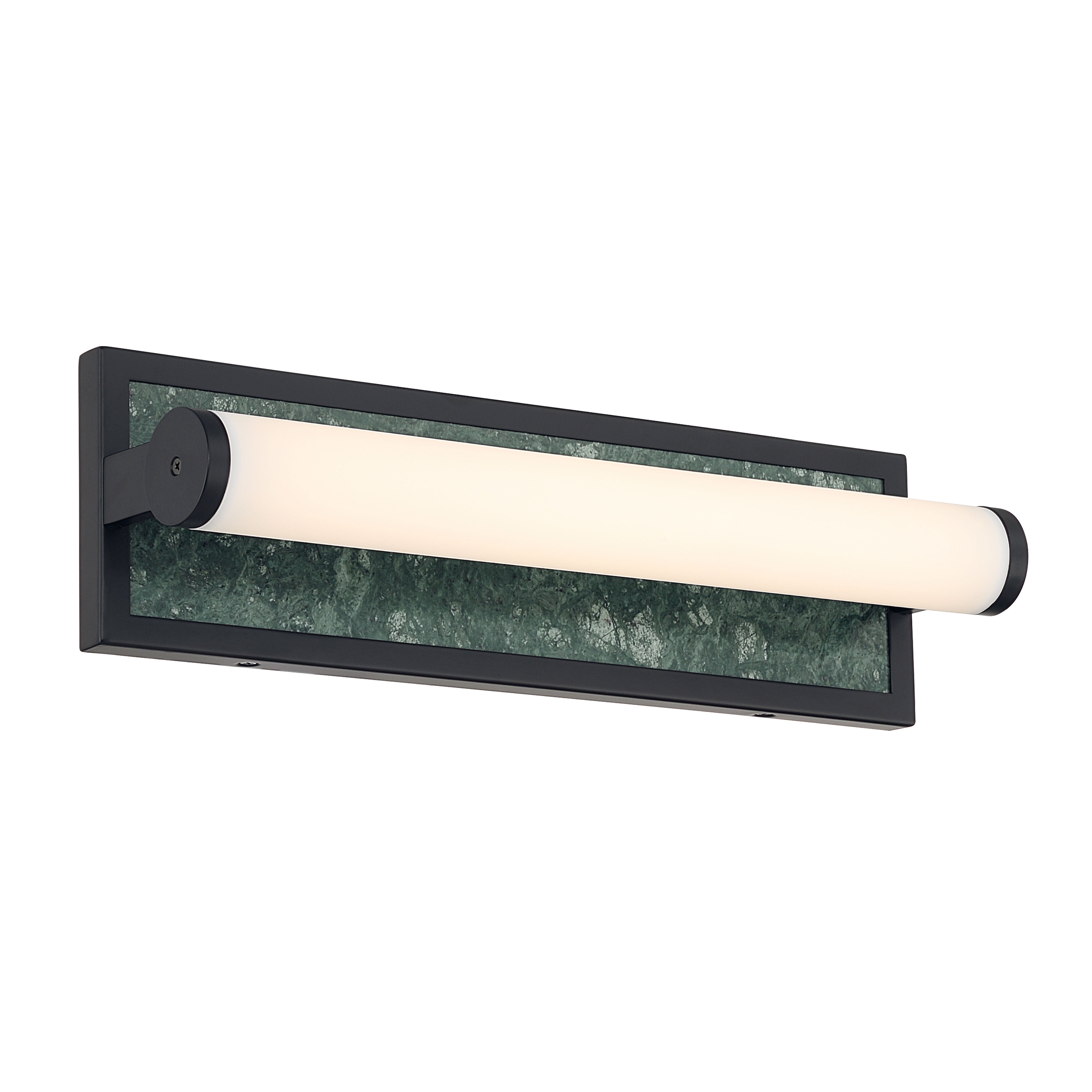 Stratum Integrated LED 18in Vanity in Matte Black with Persian Green Marble - - Golden Lighting