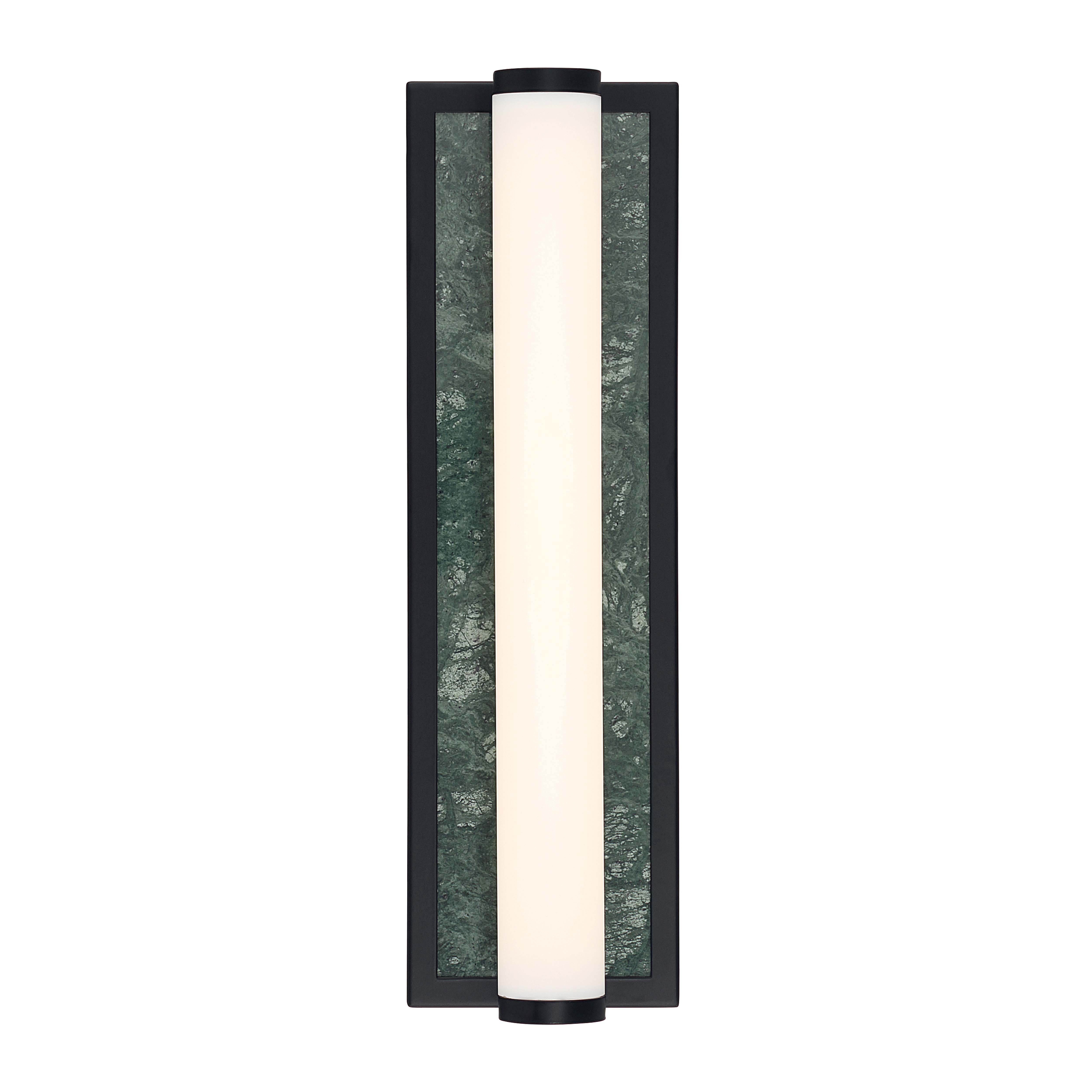 Stratum Integrated LED 18in Vanity in Matte Black with Persian Green Marble - - Golden Lighting